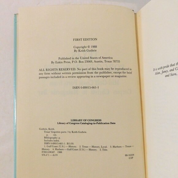 Texas Forgotten Ports by Keith Guthrie SIGNED First Edition1988 Hardcover Jacket - Picture 5 of 6